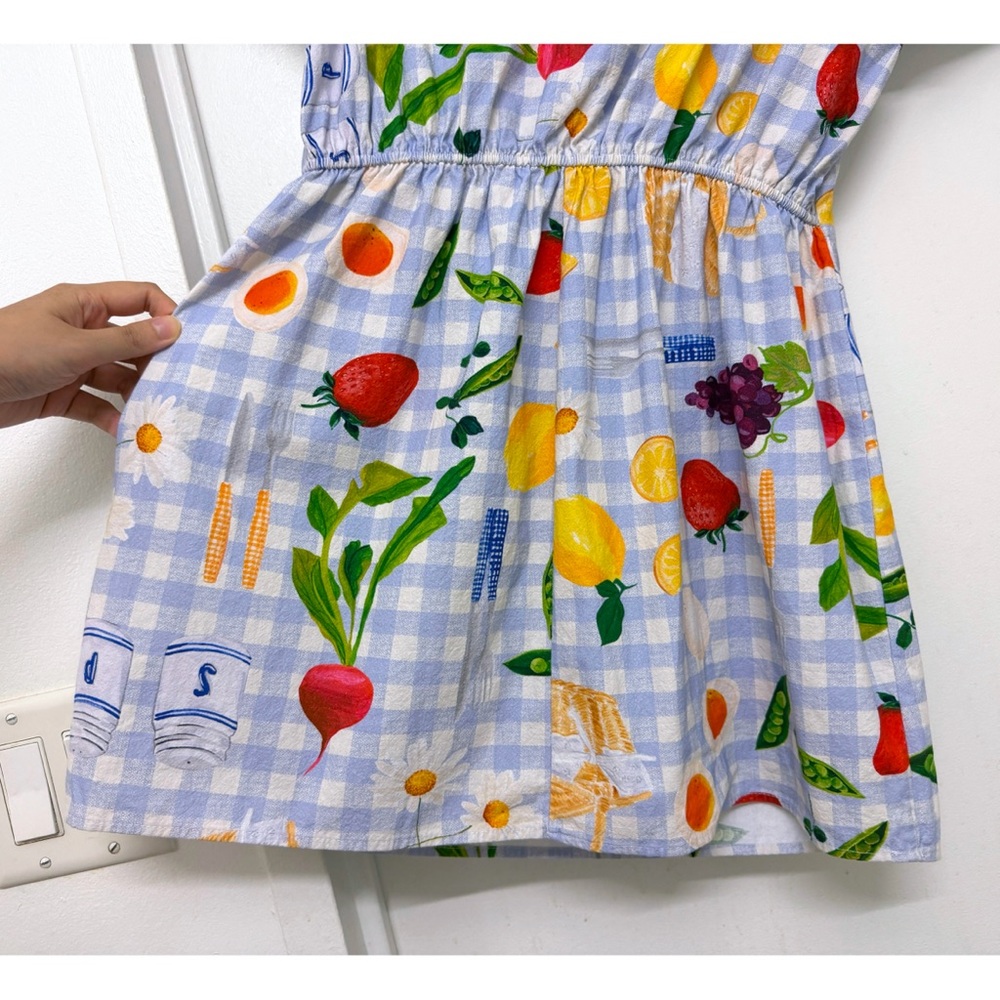 Lisa Says Gah Alexa Picnic Alfresco Mini Shirt Dress Blue Gingham Food L - Picture 12 of 16